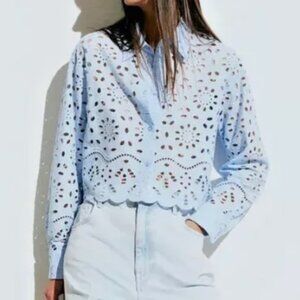 H&M Eyelet Embroidered Shirt XXL